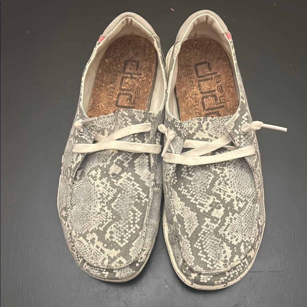 Hey Dude Women’s Wendy Jungle Gray Snakeskin Pattern Casual Shoes